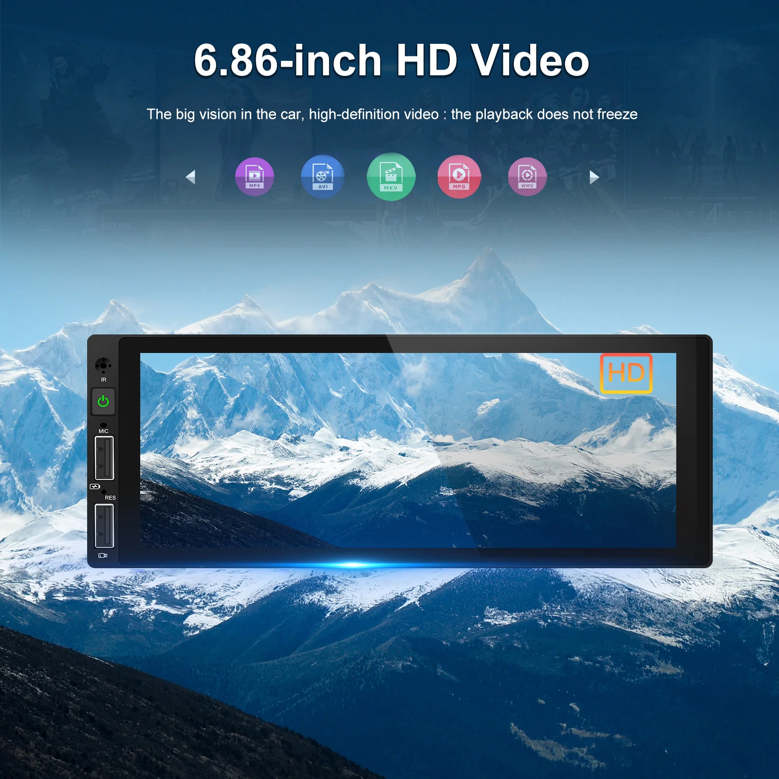 Podofo 6,86 Zoll Auto-MP5-Radio CarPlay Android Auto Intelligente Fahrzeugsysteme Mirror Link Farbige Hintergrundbeleuchtungseinstellungen BT EQ FM-Radio Stereo – Detail 11