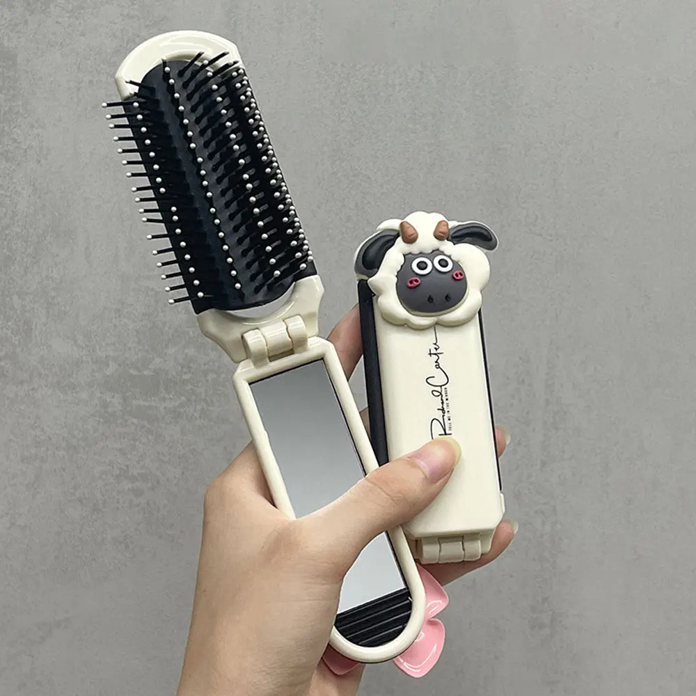 Mini spazzola per capelli pieghevole con specchio pettine per capelli da viaggio professionale portatile donna uomo spazzola per massaggio