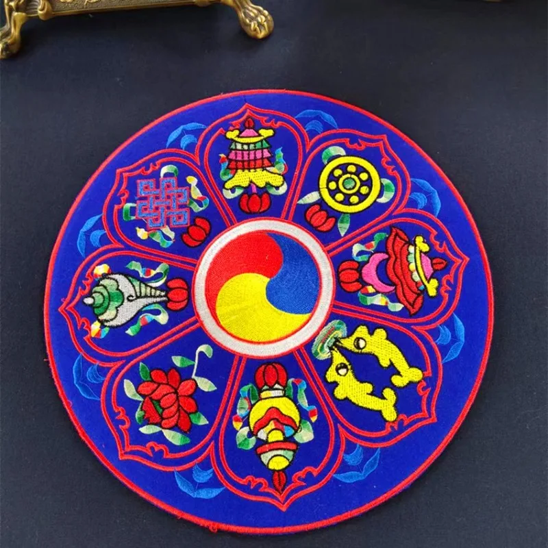 Tibetan Ethnic Items/Tibetan-style Embroidered Ritual Implements Cushion Cloth/Buddha Chanting Bowl Cushion Vajra Ornaments