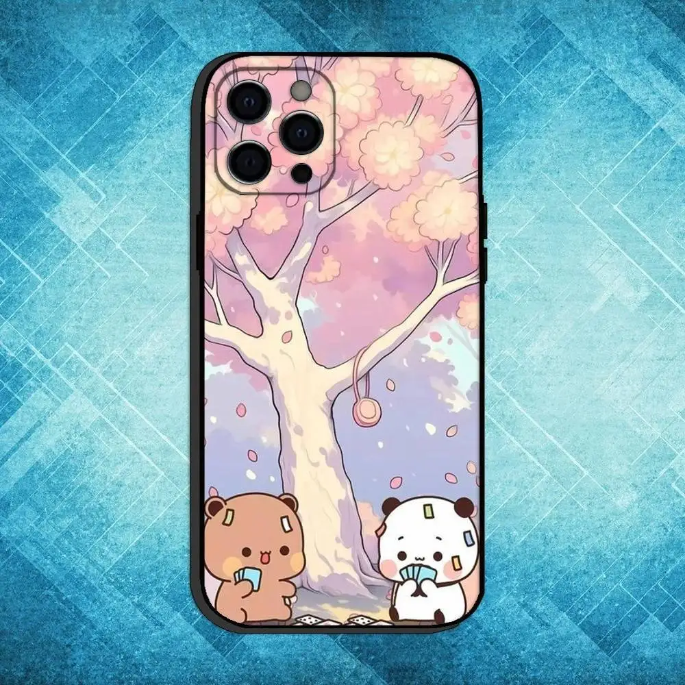 حافظة هاتف لطيفة BuBu D-DuDu لهاتف iPhone17,16,15,14,13,12,11 Plus، Pro Max غطاء أسود ناعم