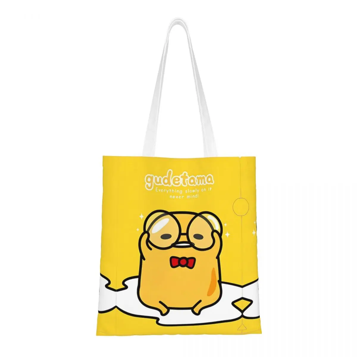 Unisex Gudetama The Lazy Egg Logo Tote Bags Large Capacity Grocery Bag for Ladies Handbags