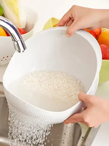 1/3pcs- Colander Rice Bowl Drain Basket Fruit Bowl Washing Drain Basket with Handle Washing Basket Home Kitchen Organizer