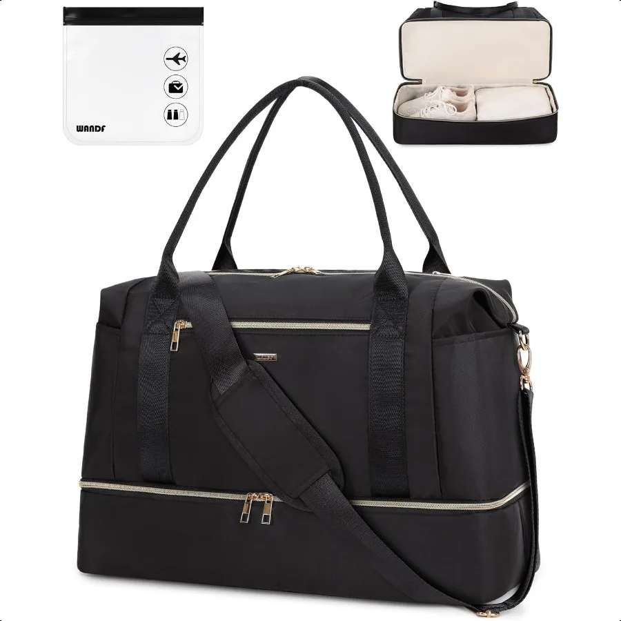 

WANDF For Spirit Airlines Personal Item Bag 18x14x8 Underseat with Wet Pocket Shoe Compartment Tsa Appd Toiletry Bag