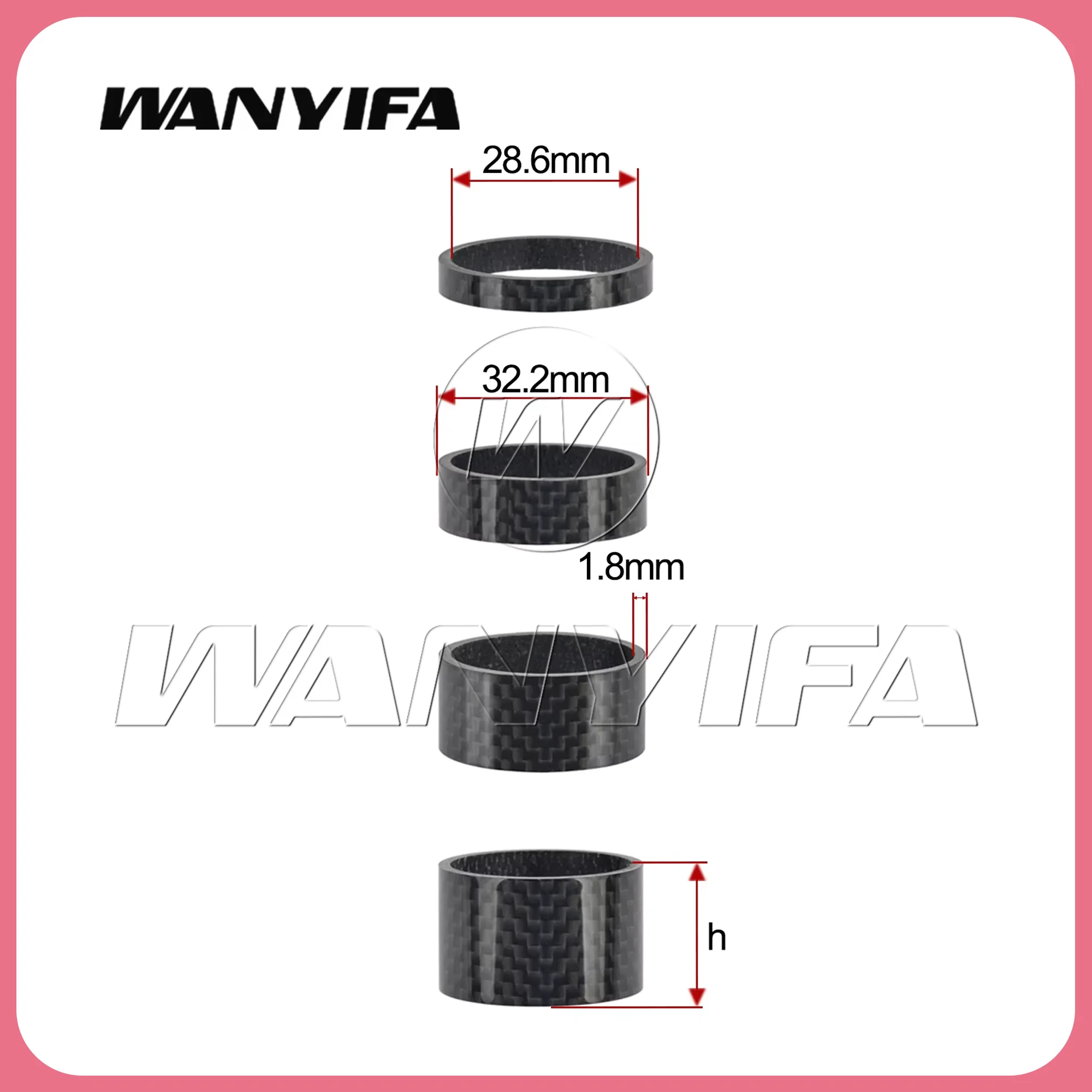 Wanyifa  4pcs MTB Road Bike Bicycle Headset Stem Carbon Fiber Washer 1-1/8