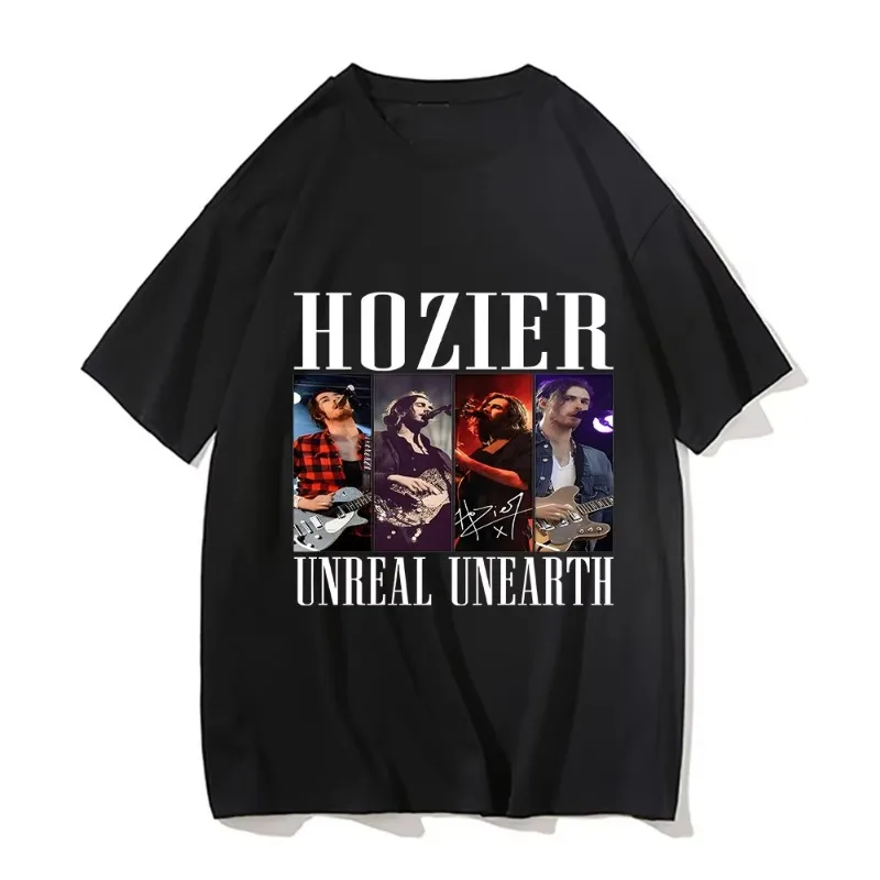 HOZIER غير حقيقي UNEARTH الجرافيك الرجال النساء القطن تي شيرت للجنسين الهيب هوب موضة روك الملابس تي شيرت قصير الأكمام خمر تيز