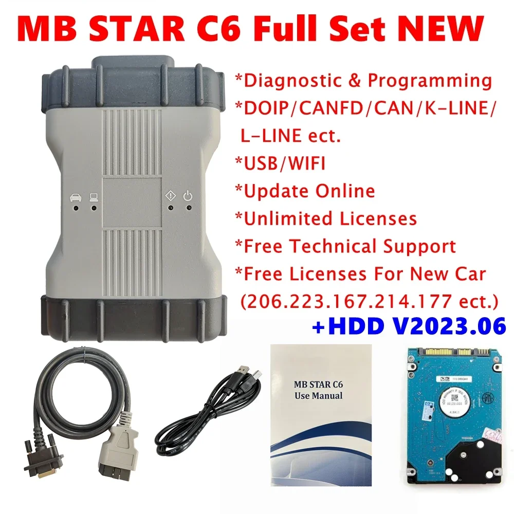 2024 Upgrade hardware Licenses MB Star C6 DOIP wifi Multiplexer with software SSD tablet FZ-G1 free license for new car w206 223