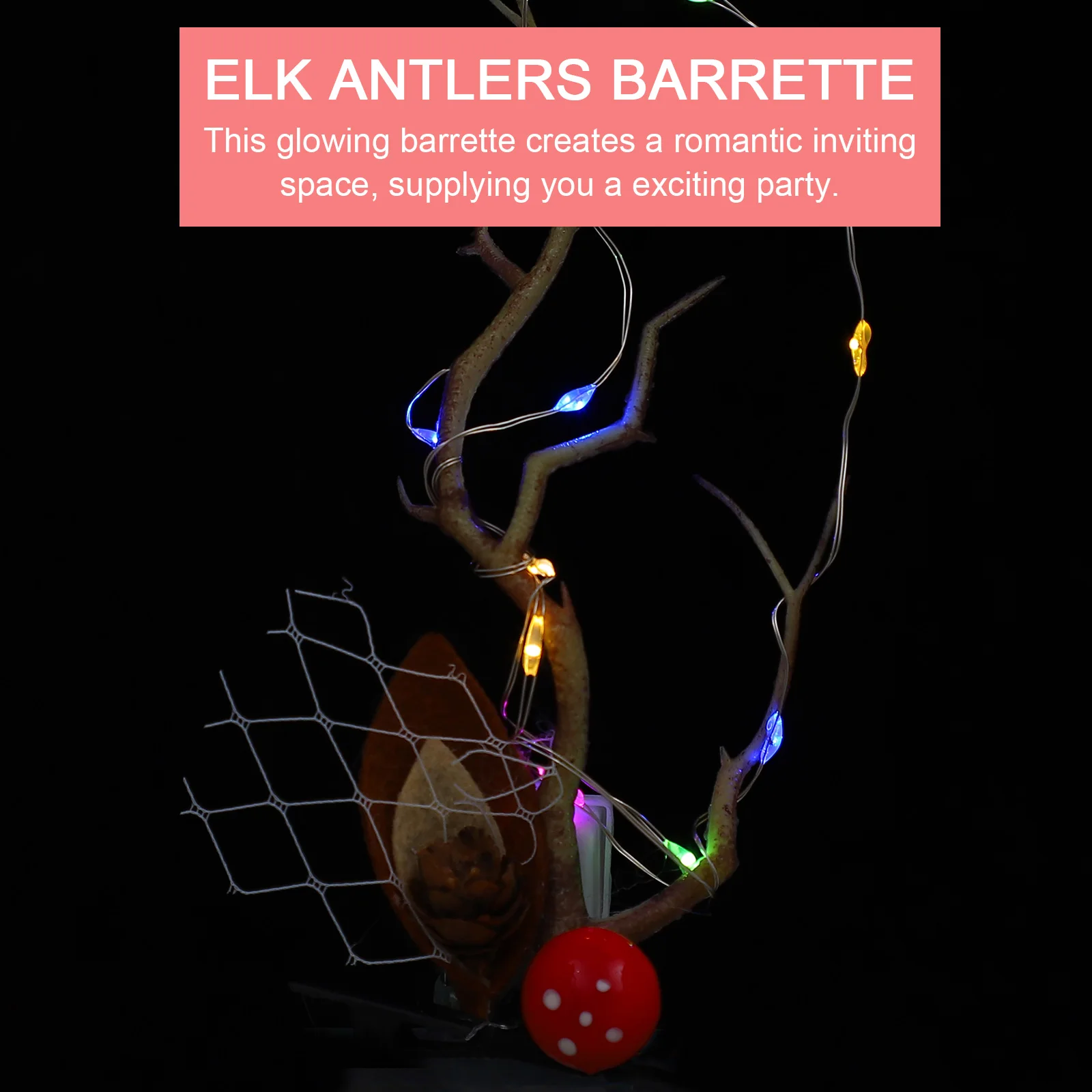 

1Pair Xmas Glowing Elk Antlers Hair Grip Deer Horn Hairpins Christmas Costume Party Hair Clip Christmas Hairpin