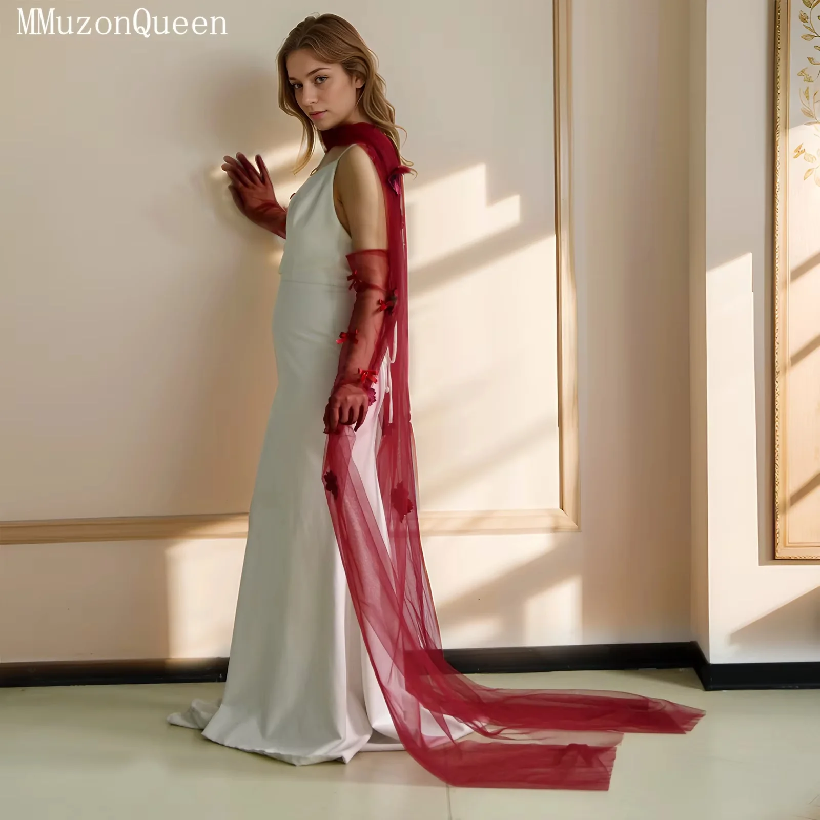 

TOPQUEEN бордовые 3d цветочные банты, свадебный шарф, шаль, перчатки, свадебные аксессуары, женское праздничное платье для дня рождения, ужина MG67