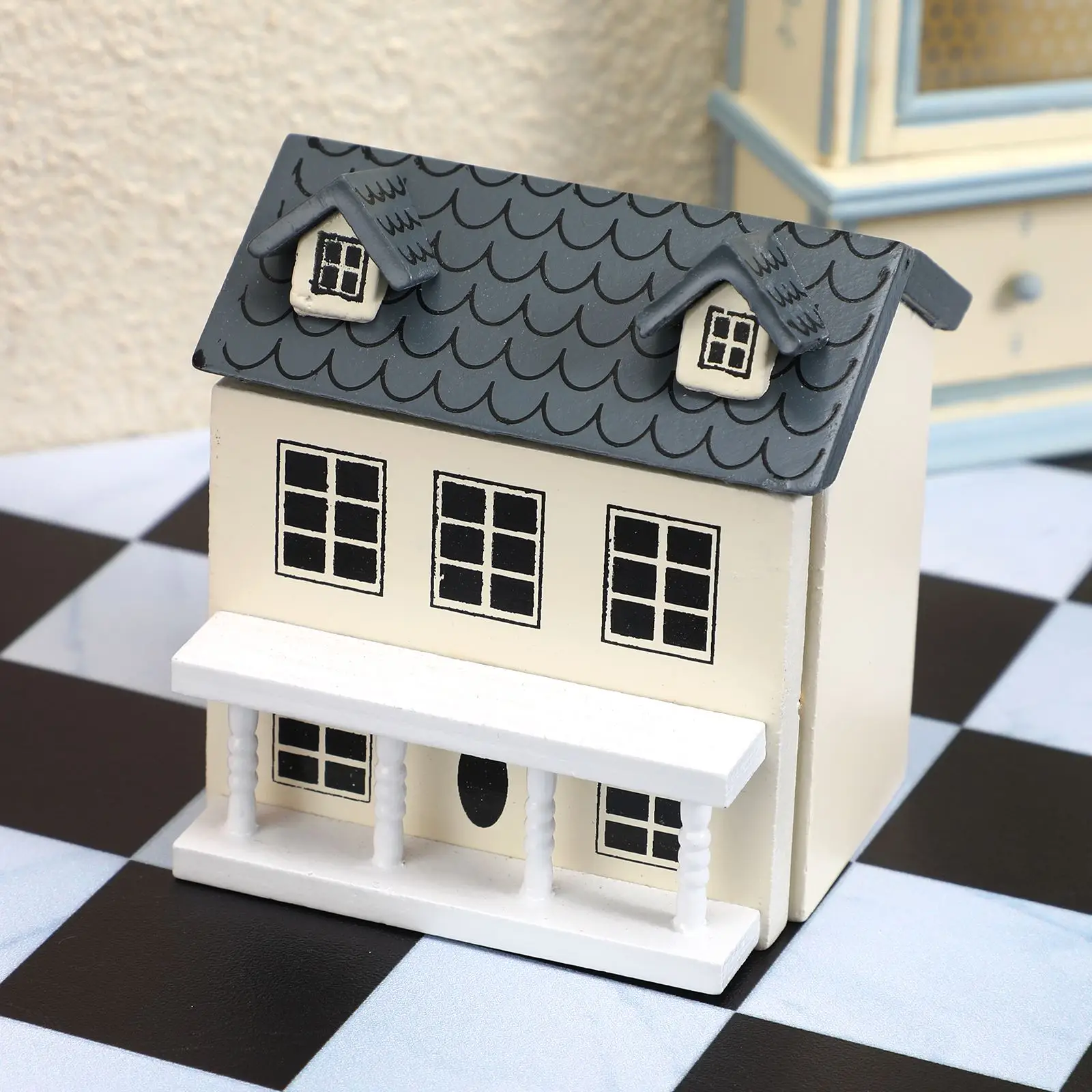 Mini House Ornament Villa Small House Portable Dollhouse Toy Model Miniature Kits Tiny Wooden Ornament Christmas Decor