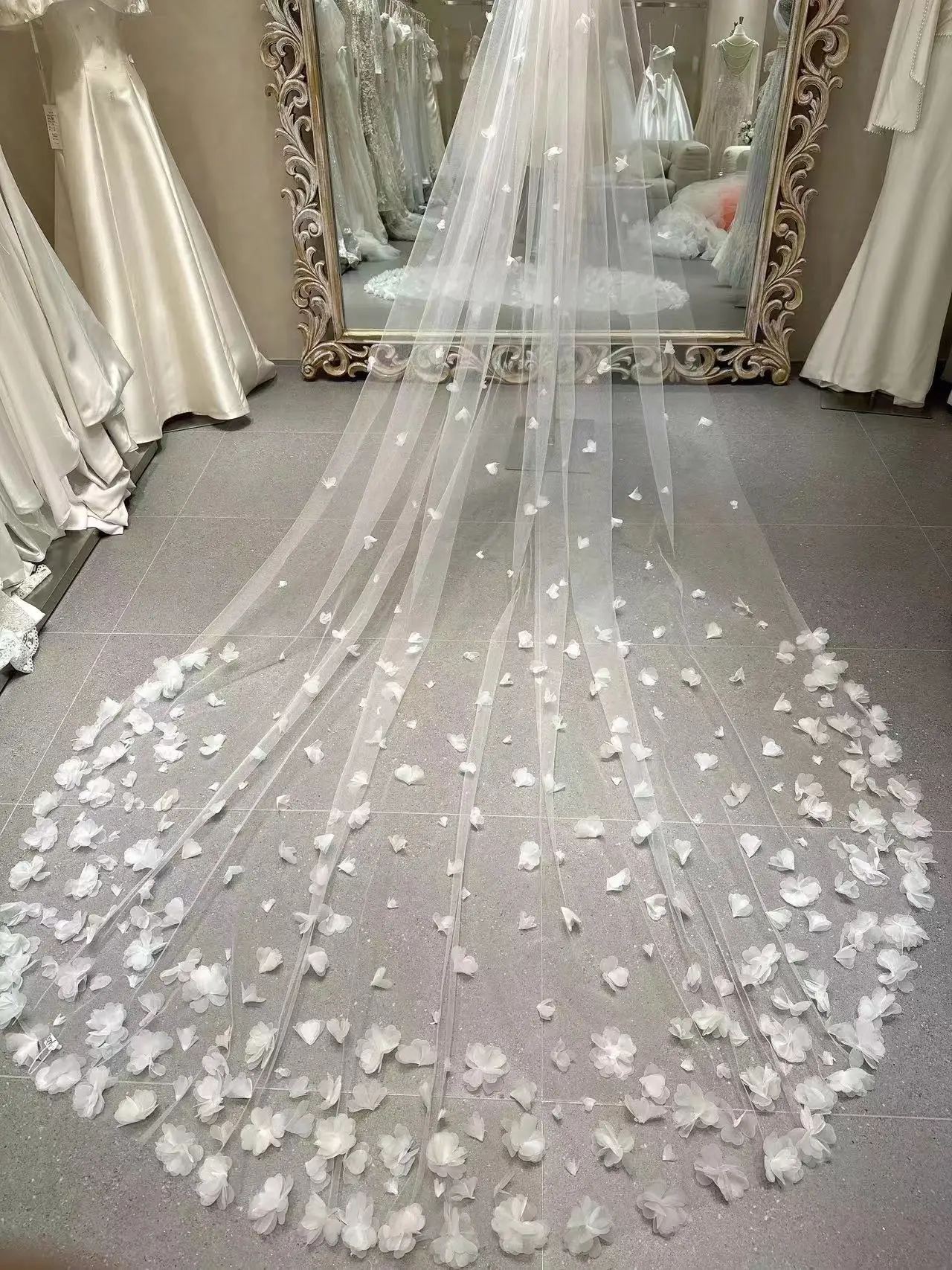 

3D Printed Floral Lace Wedding Veil Floral Bridal Veils with Comb Wedding Accessories