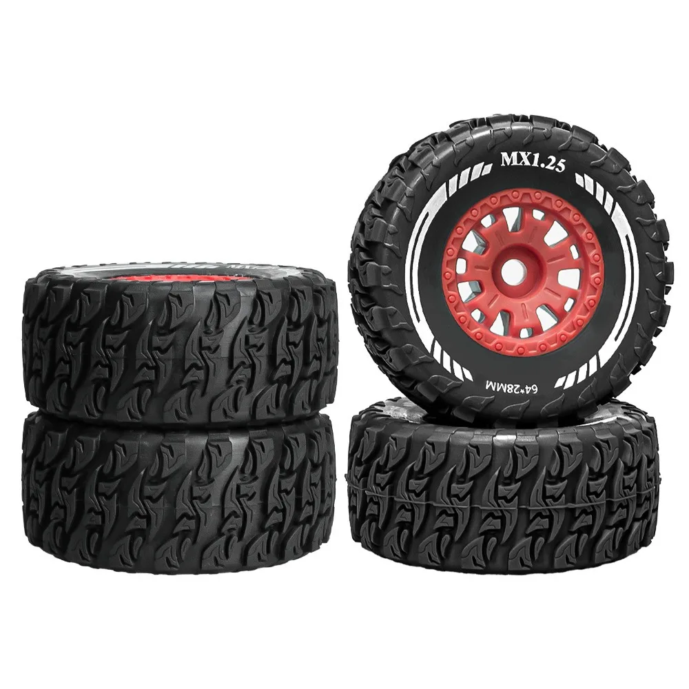 Mini Mojave Grom 4 stuks Plastic Wielen Velgen met Rubberen Banden voor Arrma RC Auto 1/16 Mojave Grom 4X4 Desert Truck Upgrade Onderdelen