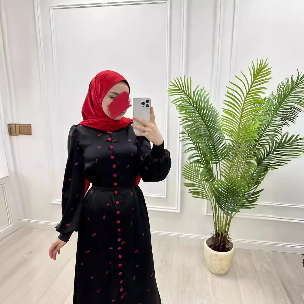 عبايات نسائية مطبوعة فساتين وشاحات واحدة الصدر جلابية رمضان المغرب دبي عيد مسلم قفطان إسلامي فيستدوس رداء عربي طويل