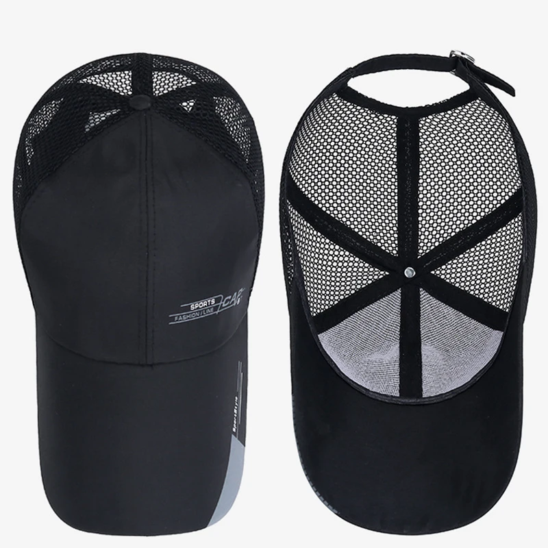 Summer Sun Protection Baseball Cap For Men Breathable Mesh Sports Cap Snapback Sun Hat With Long Visor 2024 Fashion Peaked Cap