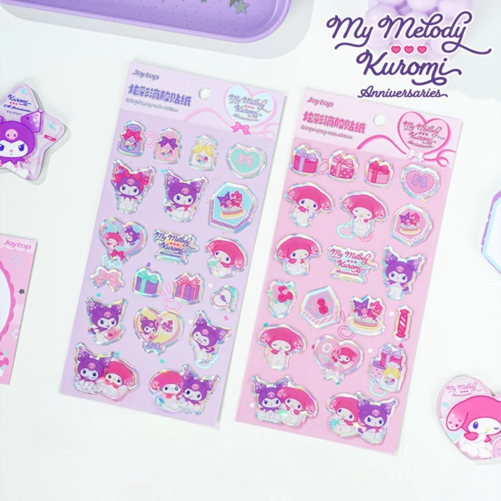 Adesivos decorativos sanrio genuínos kuromi melodia manual de desenho animado scrapbooking papelaria material escolar presentes para meninas