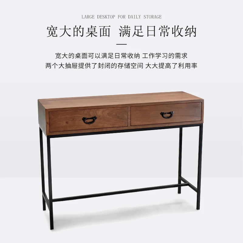 Ginkgo Home Furnishing Modern Japanese Solid Wood Entrance Strip Desk, Light Luxury Entrance Cabinet with Drawers