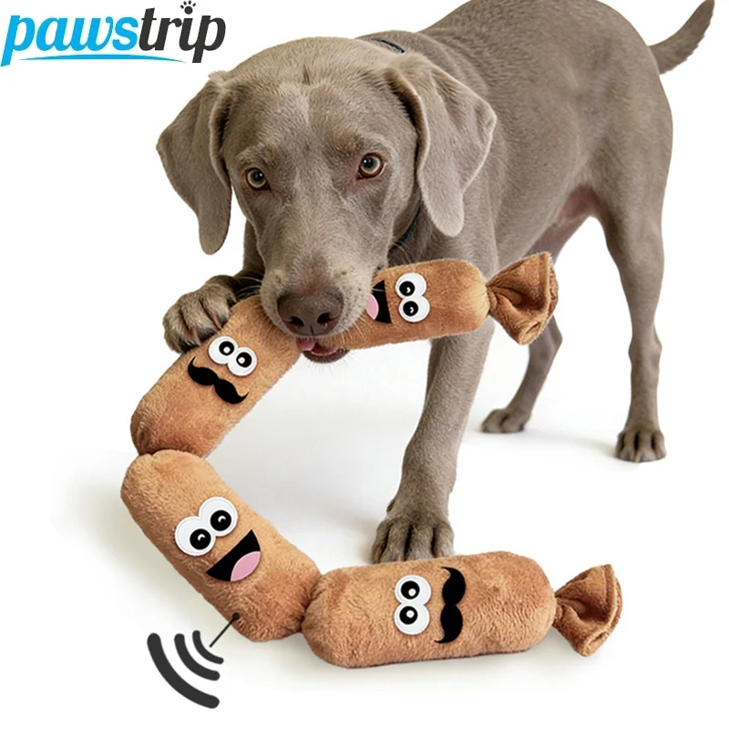 Simuliertes Hunde-Wurstspielzeug, interaktives Plüsch-Hundespielzeug mit BB-Quietscher, bissfestes, lustiges Welpen-Selbstspielzeug, Haustierbedarf