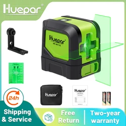 Huepar-Herramienta de alineación láser autonivelante de 2 líneas, instrumento de nivelado y alineación con láser de color rojo y verde, líneas cruzadas horizontal y vertical, 4 grados, base magnética