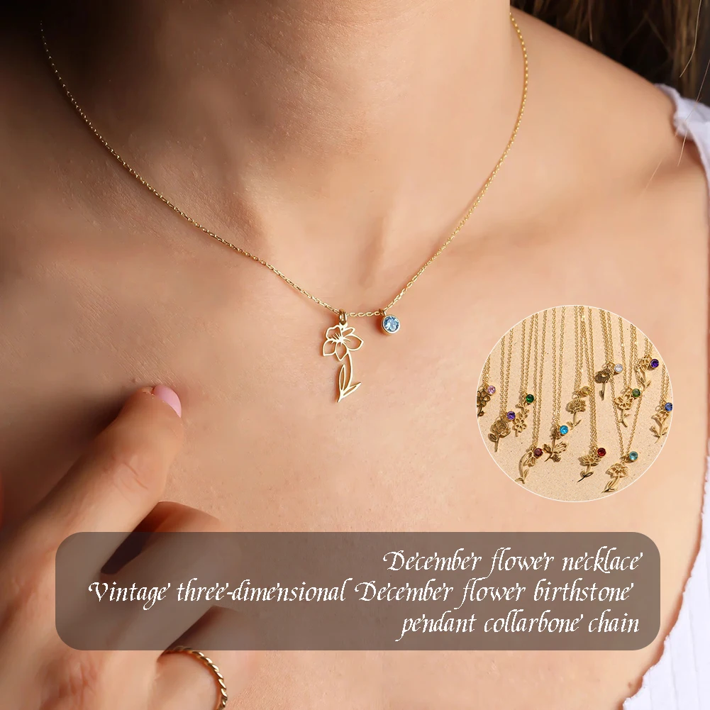 

Women Retro Metal Twelve Flower Necklace Stylish Necklace Accessories,Elegant Stylish Pendant Jewelry Valentine's Day Gift