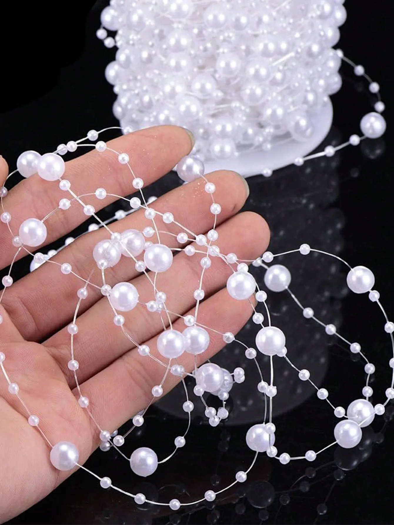 8-3Lenza da pesca cavo perline imitazione catena di perle matrimonio fiori tenuti in mano accessori per capelli sposa fai da te decorazione regalo fai da te oggetti di scena