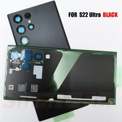 (OEM) Glass Back Cover Case with Camera Cover Lens and Adhesive for SAM-S22 Ultra S22U S22ULTRA 5G Battery Housing Rear Door