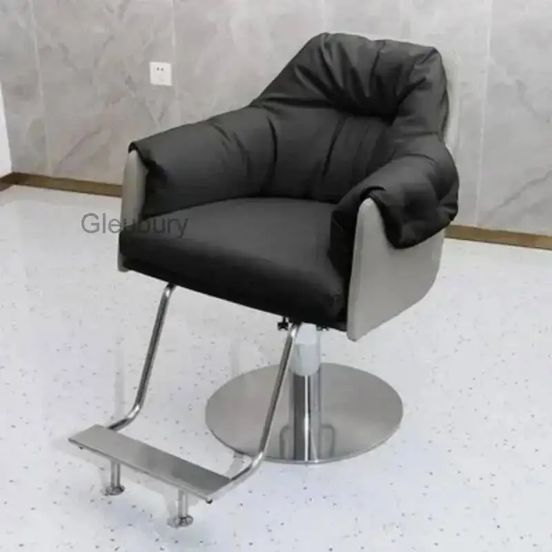 

Профессиональное классическое парикмахерское кресло класса люкс для салона и дома, модное кресло с подставкой для ног, простое квадратное кресло-мат, мебель для барбершопа