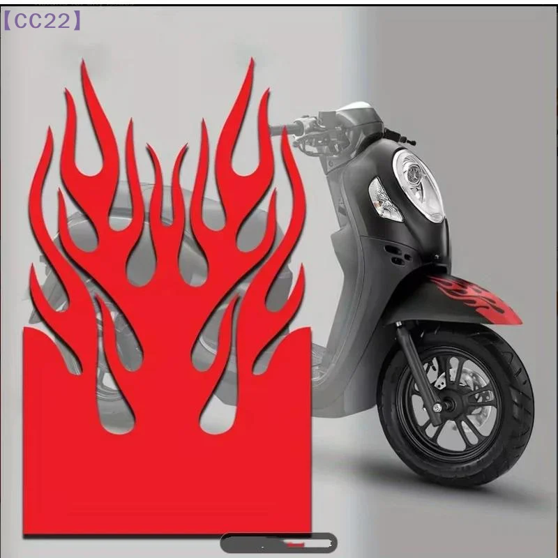 1Pc Motorcycle Flame Fire Sticker Waterproof Vinyl Scratch-resistant Stickers Decals For Moto Mudguard Atv Scooter Off-road{C}