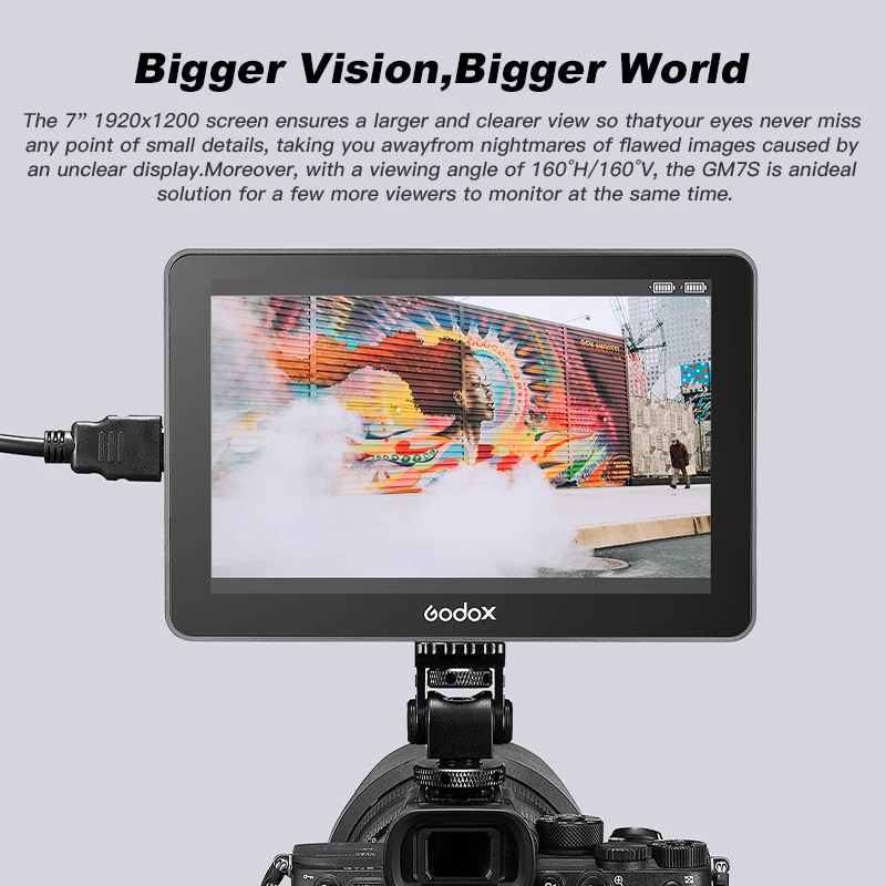 Godox GM7S 4K HDMI 7 inch Ultra Bright Camera DSLR Monitor 3D LUT Touch Screen IPS FHD 1920x1080 Video Live Display Monitor