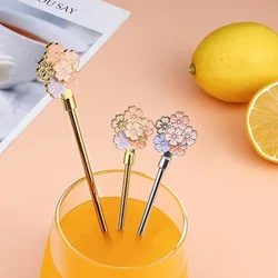Colorful Cherry Spoons Long Handle Dessert Spoon 304 Stainless Steel Petal Teaspoons Catoon Blossom Star Fish Shape Home Decor