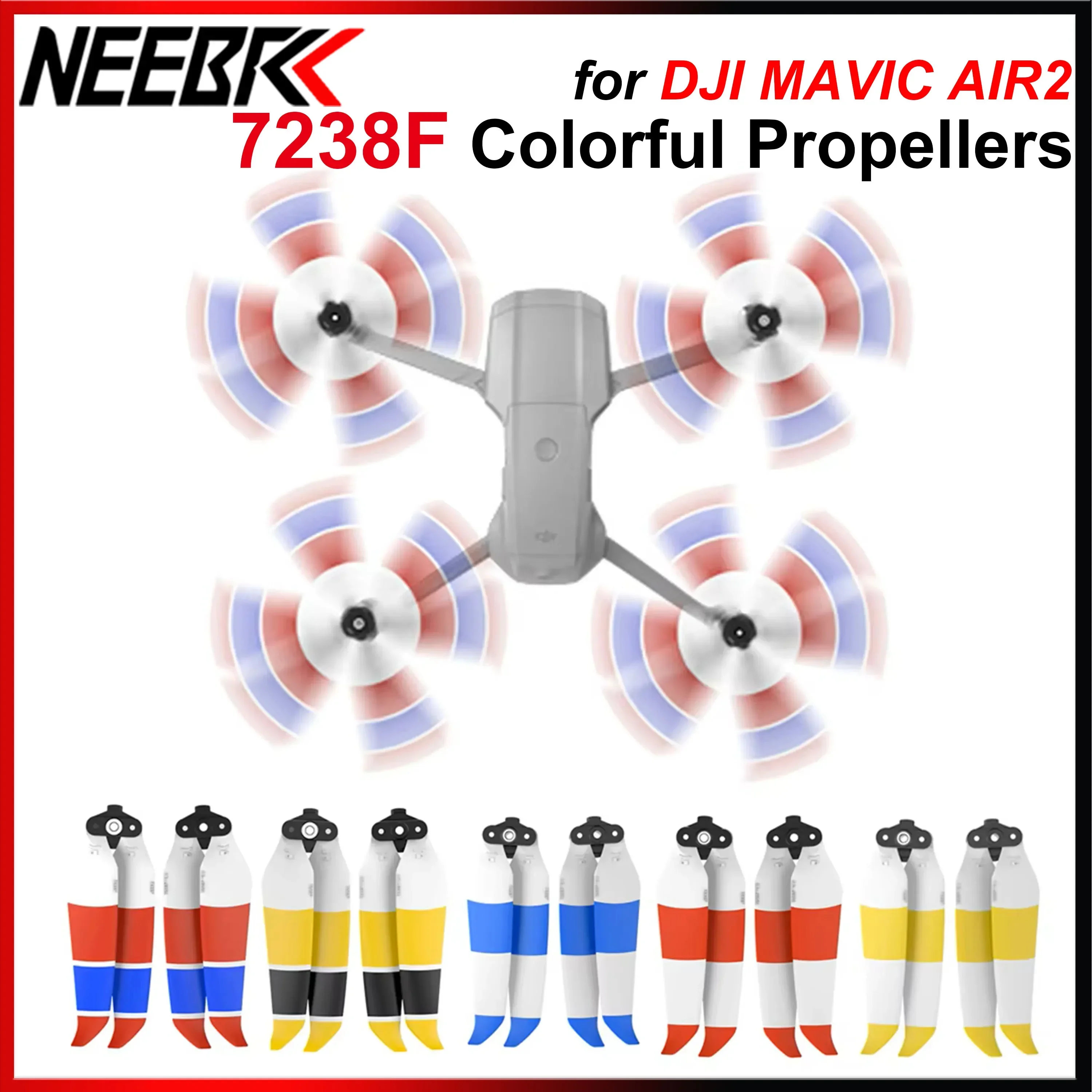 4PCS DJI Mavic Air 2 AIR 2S Propellers 7238F Low Noise Colorful for Wing Fan Quick Release Prop Drone Replacement Accessories