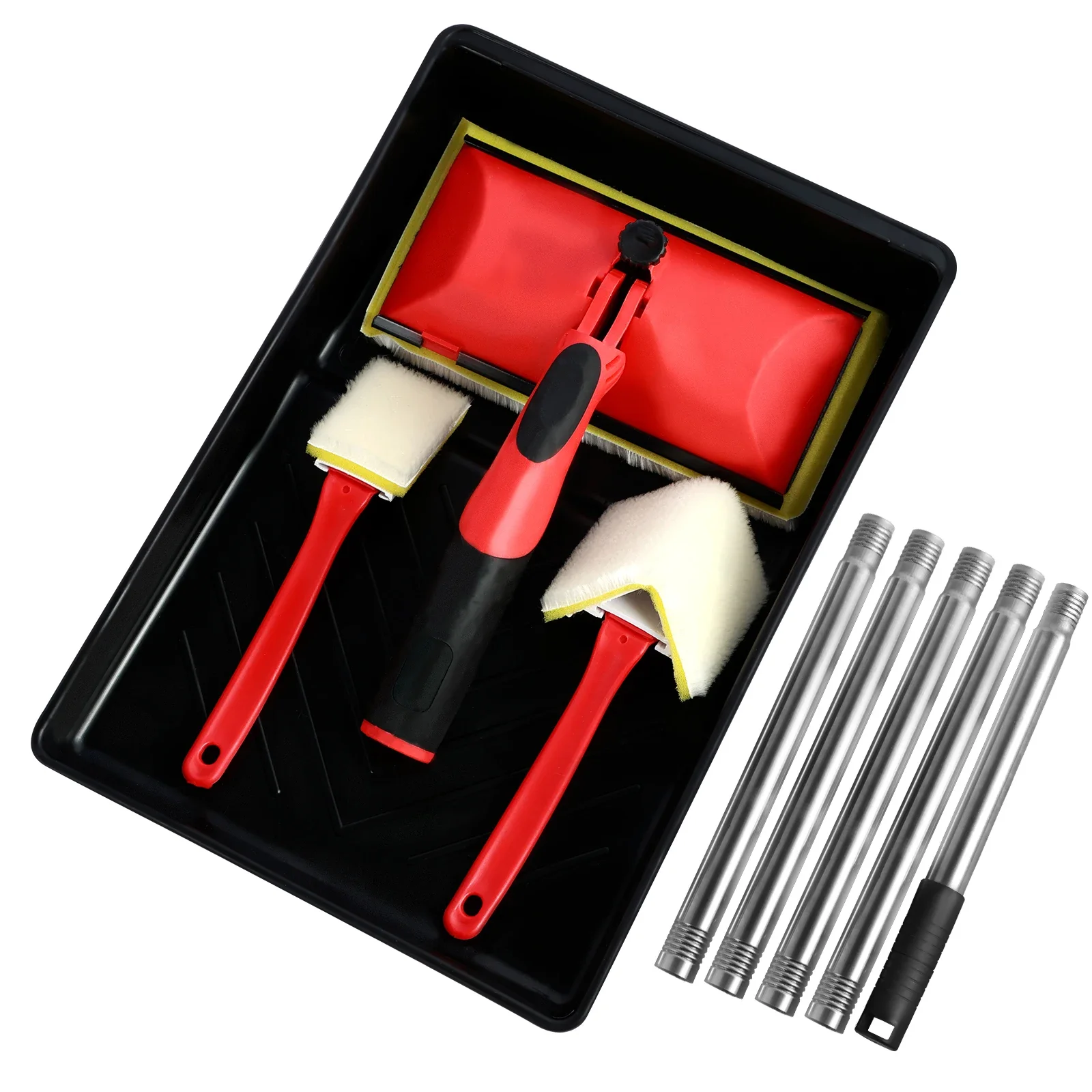 

7 Inch Paint Pad Applicator Corner Walls and Ceilings Pad Painter Decorating Paint Pad Kit with Extension Pole and Paint Tray