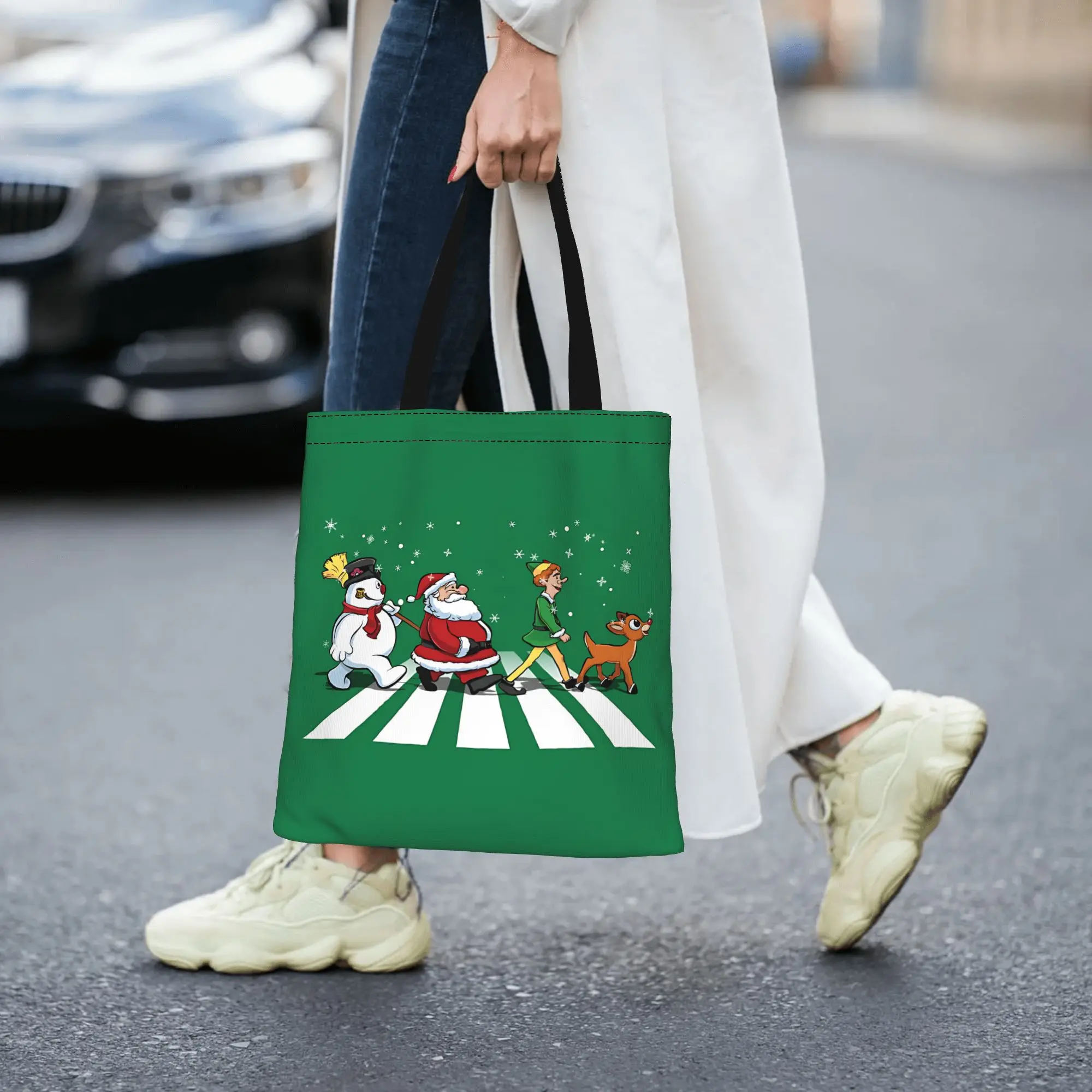 Customized Christmas Road by amodesigns Women's Bag Shopping Bag Reusable Double Sided Canvas Tote Bag Shoulder  Handbag