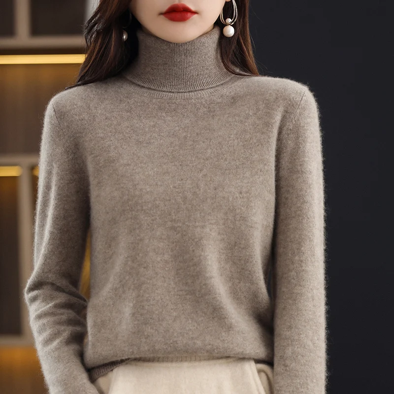 Women Cashmere Sweaters Long Sleeves Loose Lady Turtleneck Pullovers New Fashion 2023 Women\'s Clothing SWS01