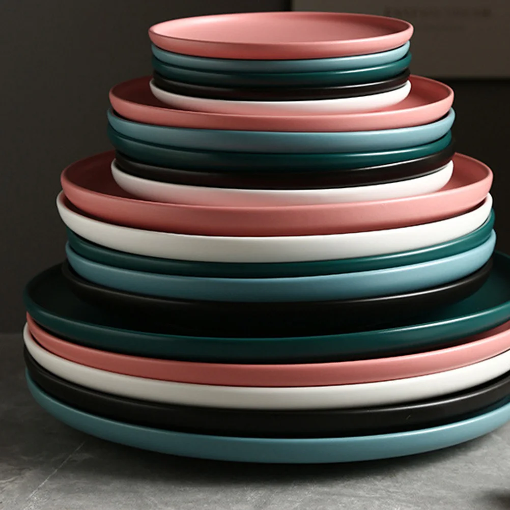 

1Pcs Ceramic Steak Plate Round Pink 6 Inches Microwave Safe Western Food Serving Plate for Party Dinner