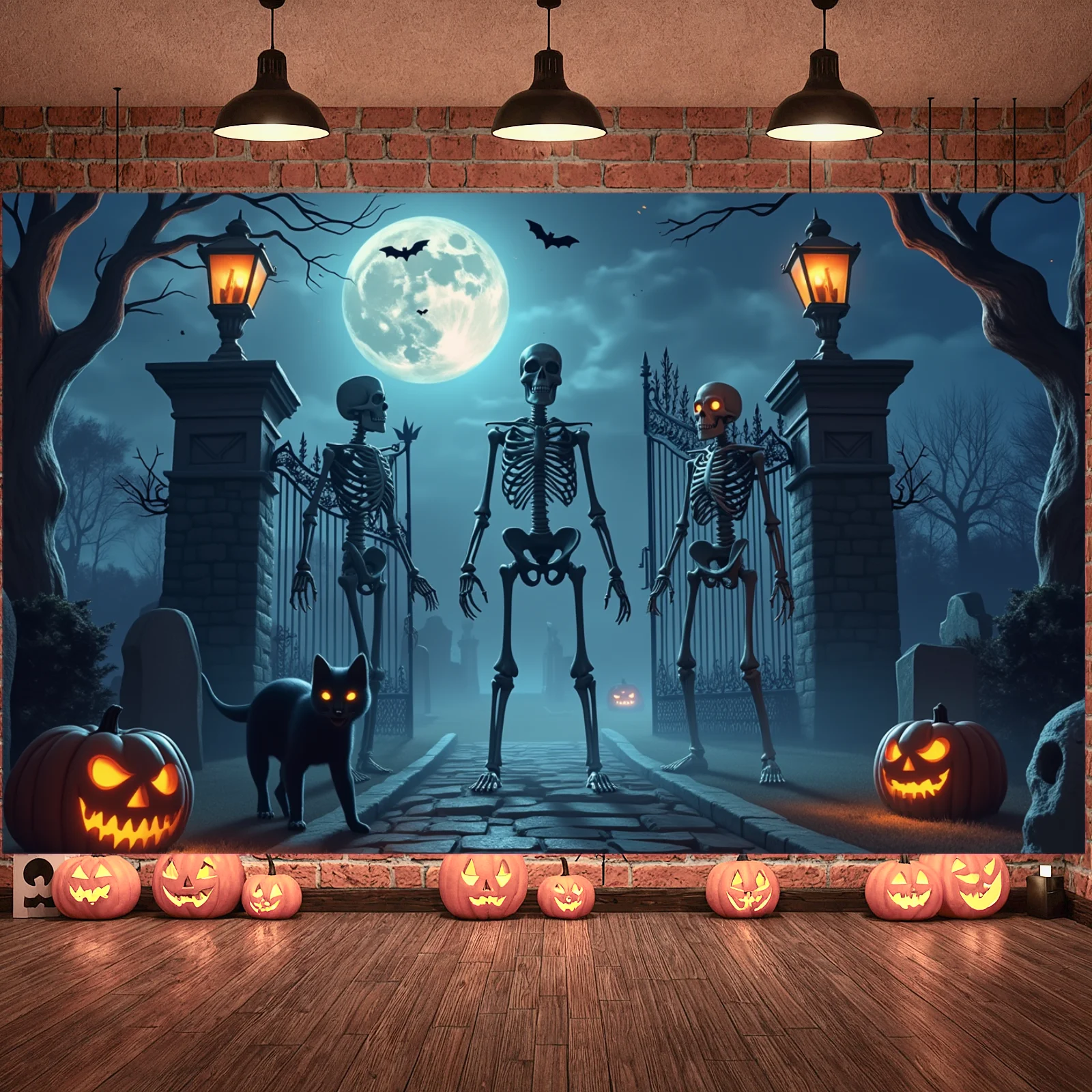 Banner spettrale Eerie Atmosfera Banner per il tempo notturno Jack O Banner lanterna Elementi spettrali per la decorazione del giardino Celebrazione spettrale
