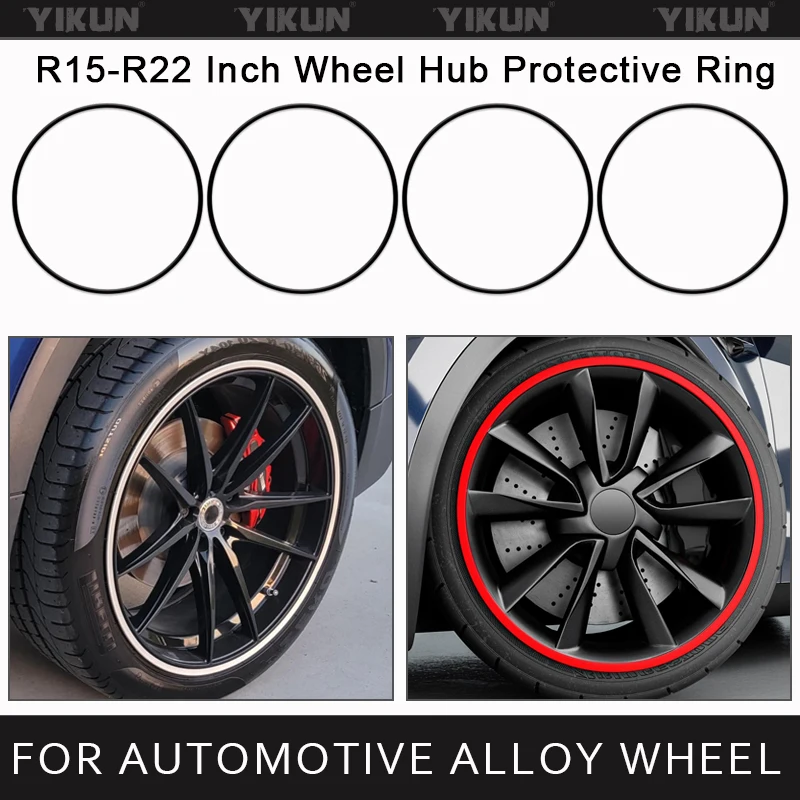 

4PCS For Automotive Alloy Wheel Hub Ring R15 R16 R17 R18 R19 R20 R21 R22 Trim Edge Protective Car Styling Exterior Accessories