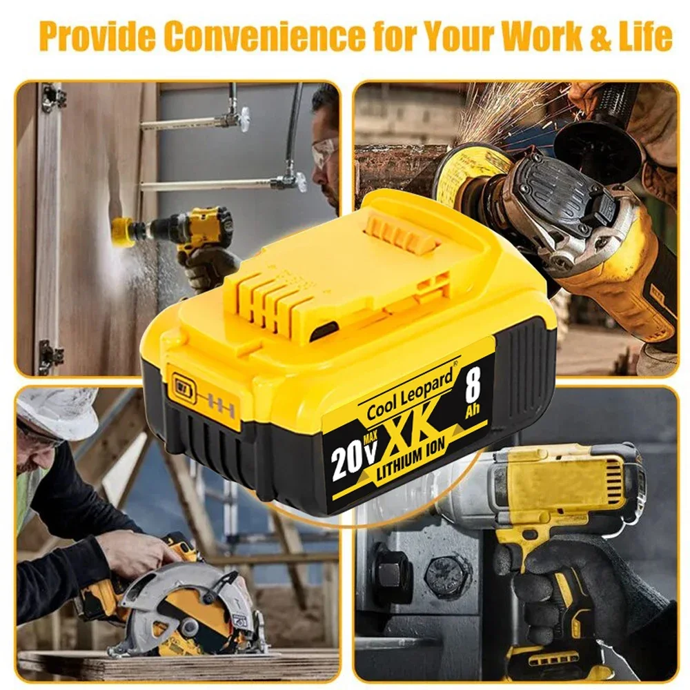 2 szt. Oryginalna bateria 100% do elektronarzędzi DeWalt 20V 8.Ah akumulator z ładowarką ogniwo litowe DCB205 DCB204-2 DCB206