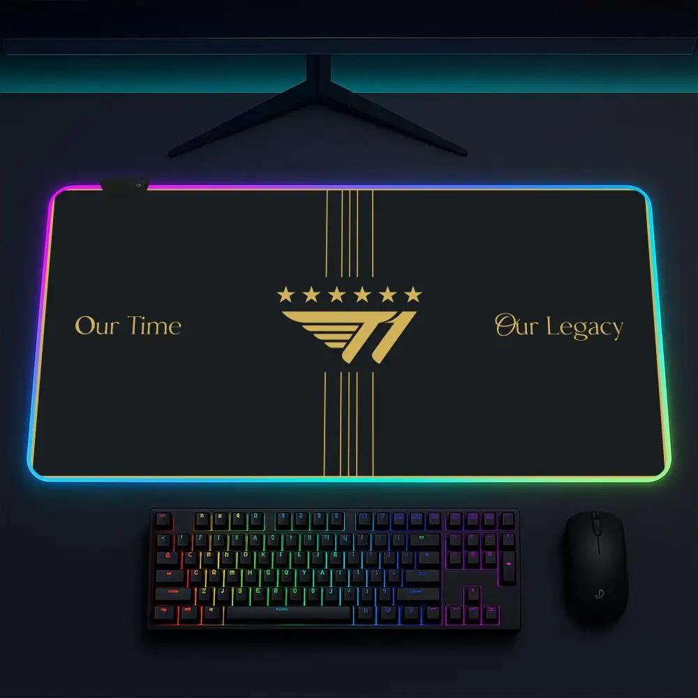 Super World Champion SKT T1 Mouse Pad Gaming mat, LED lighted, non-slip base, waterproof, large deskpad, soft surface