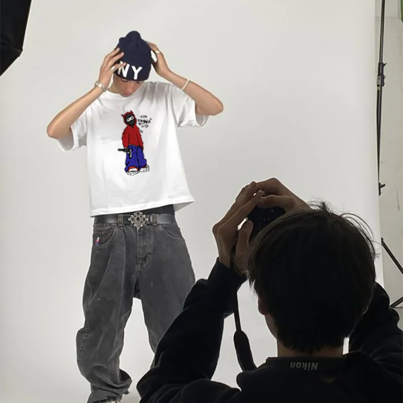Men T-Shirt Graphic Cotton Tee Oversized Tops Harajuku Summer Streetwear Fashion Vintage Short Sleeve Y2k Korean Popular Clothes