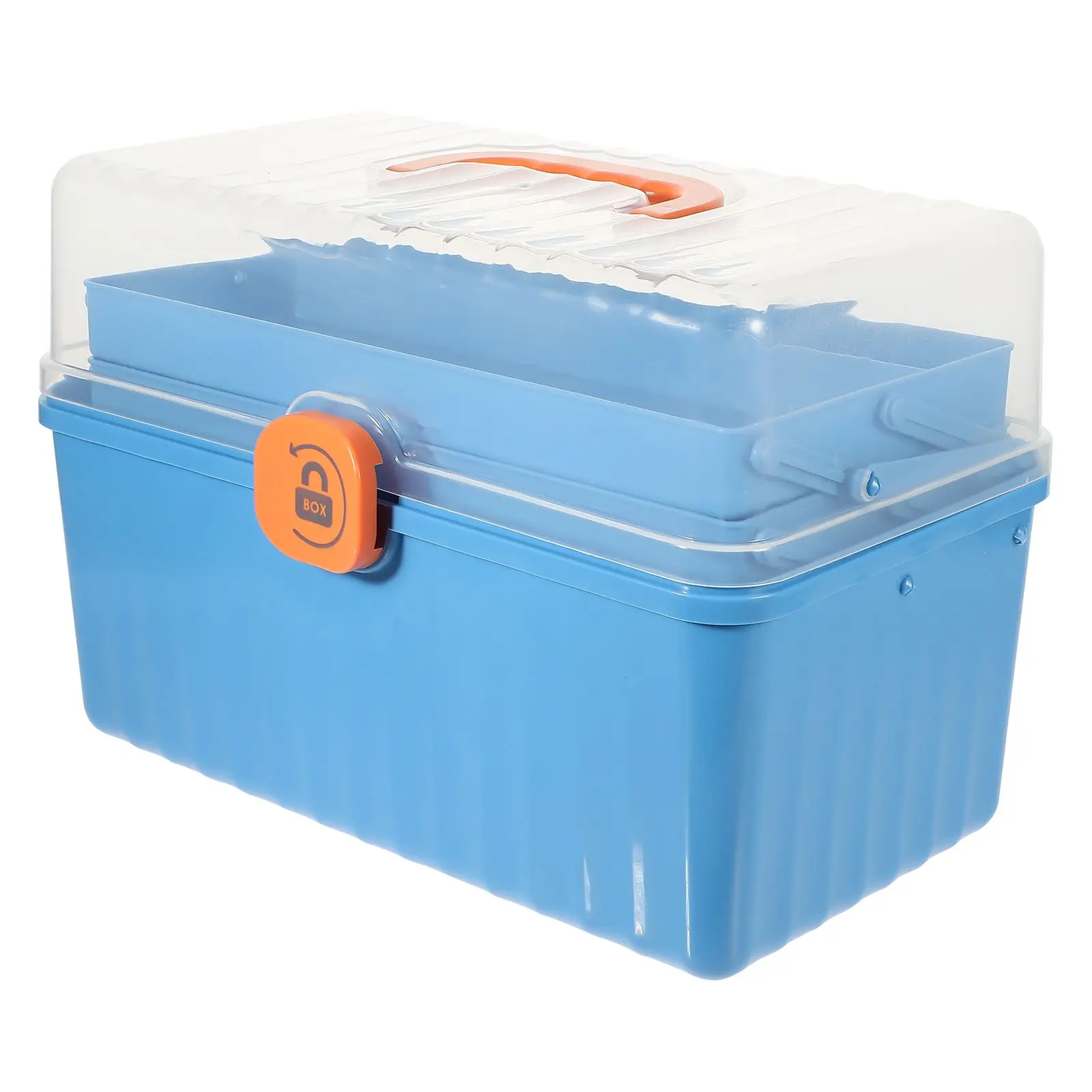 

First Aid Box Storage Container Large Capacity 3 Layers Transparent Far Blue Plastic Medicine Organizer Empty Case First Aid