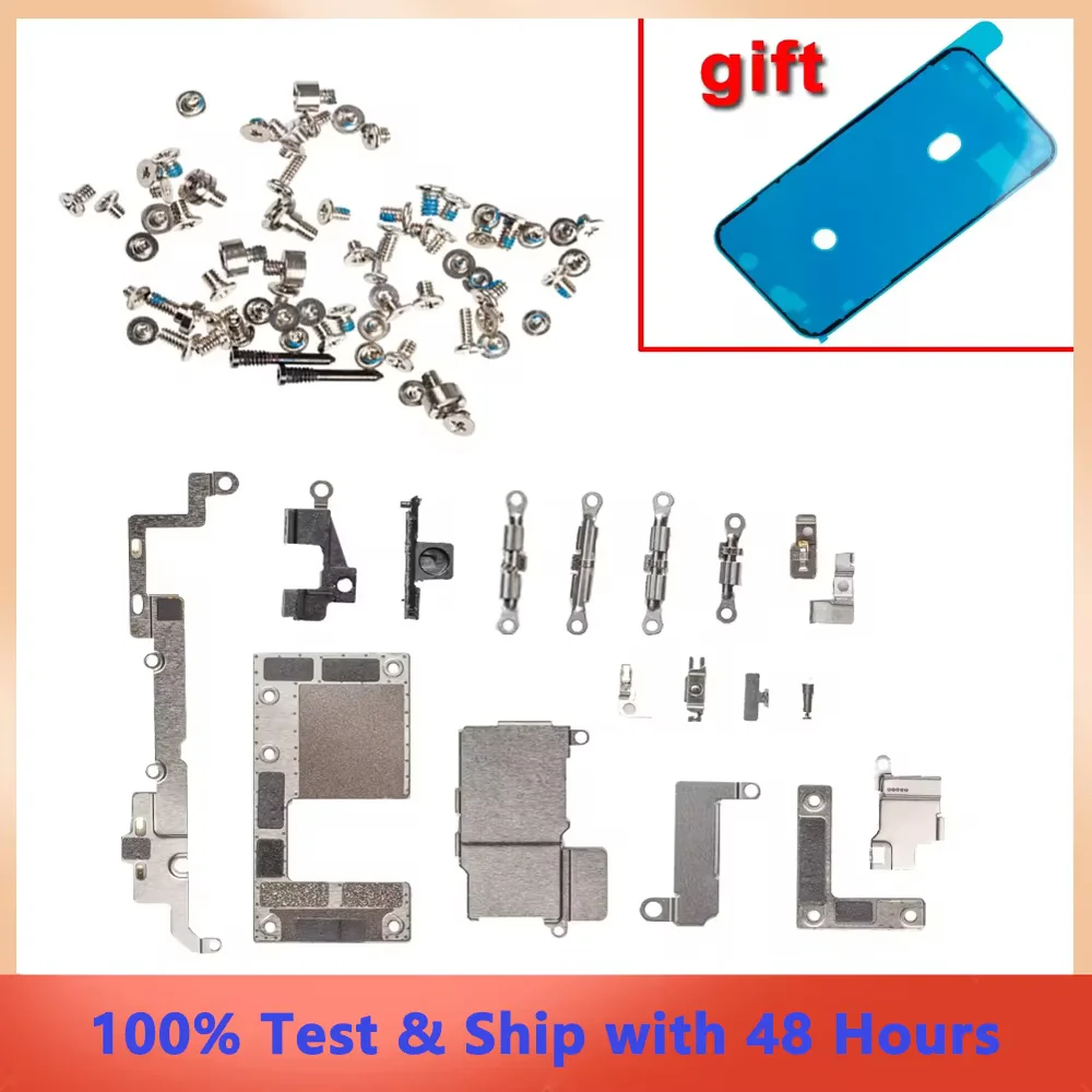 1Set For iPhone X XR XS 11 12 13 14 Pro Max Full Inside Small Metal Holder Bracket Shield Plate Kit Full Screws Waterproof Adhes