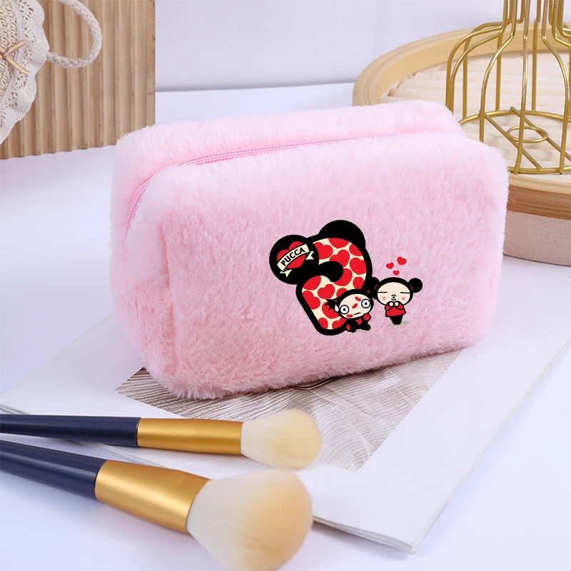 P-Pucca and Garu Women Cosmetic Bag kawaii Makeup Bag Girls Toiletry Bag Female Storage Cases Ladies Makeup Pouch Purse Wallet