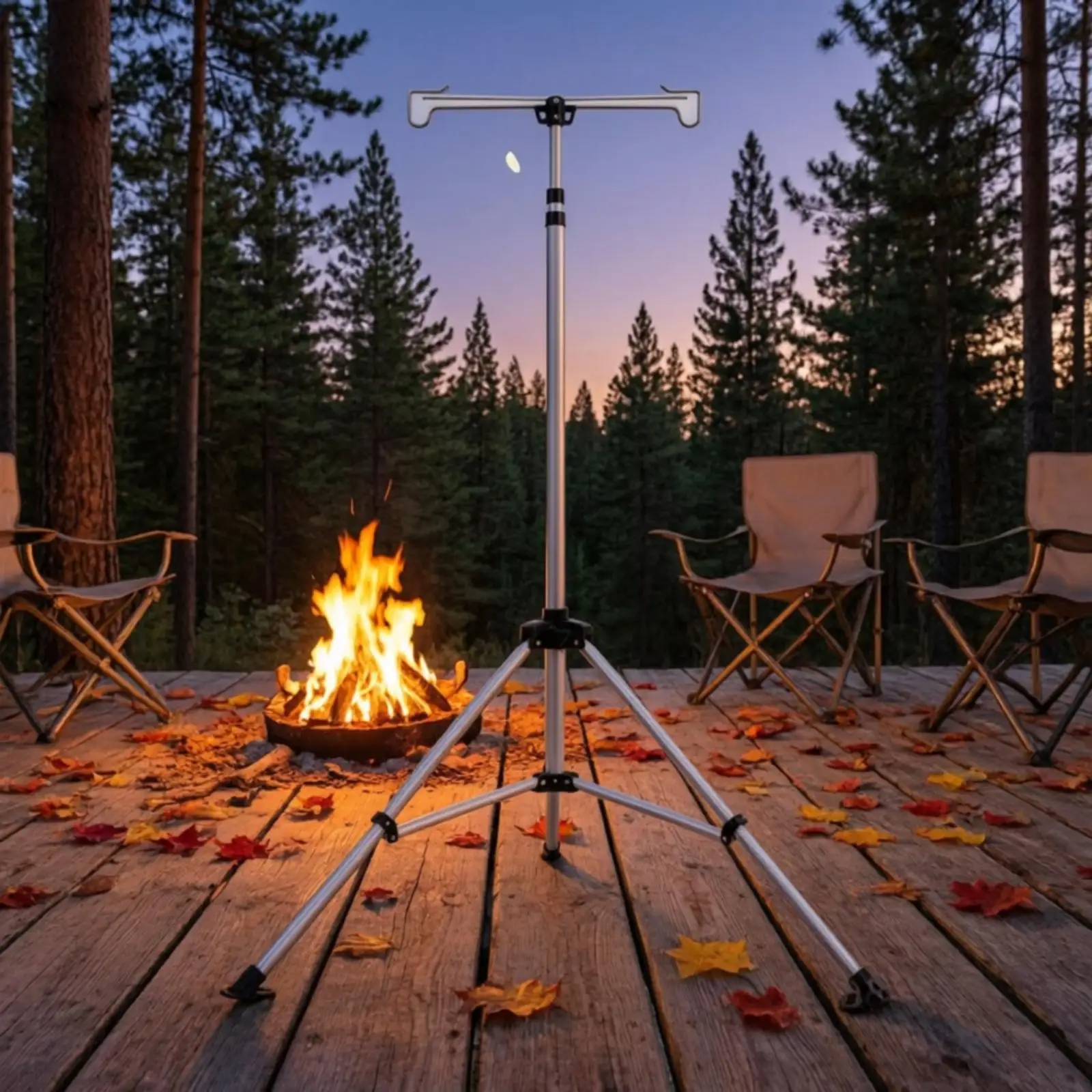 Camping Lamp Stand Height Adjustable Camping Lantern Tripod Stand Freestanding Foldable Lamp Pole with Hook for Garden