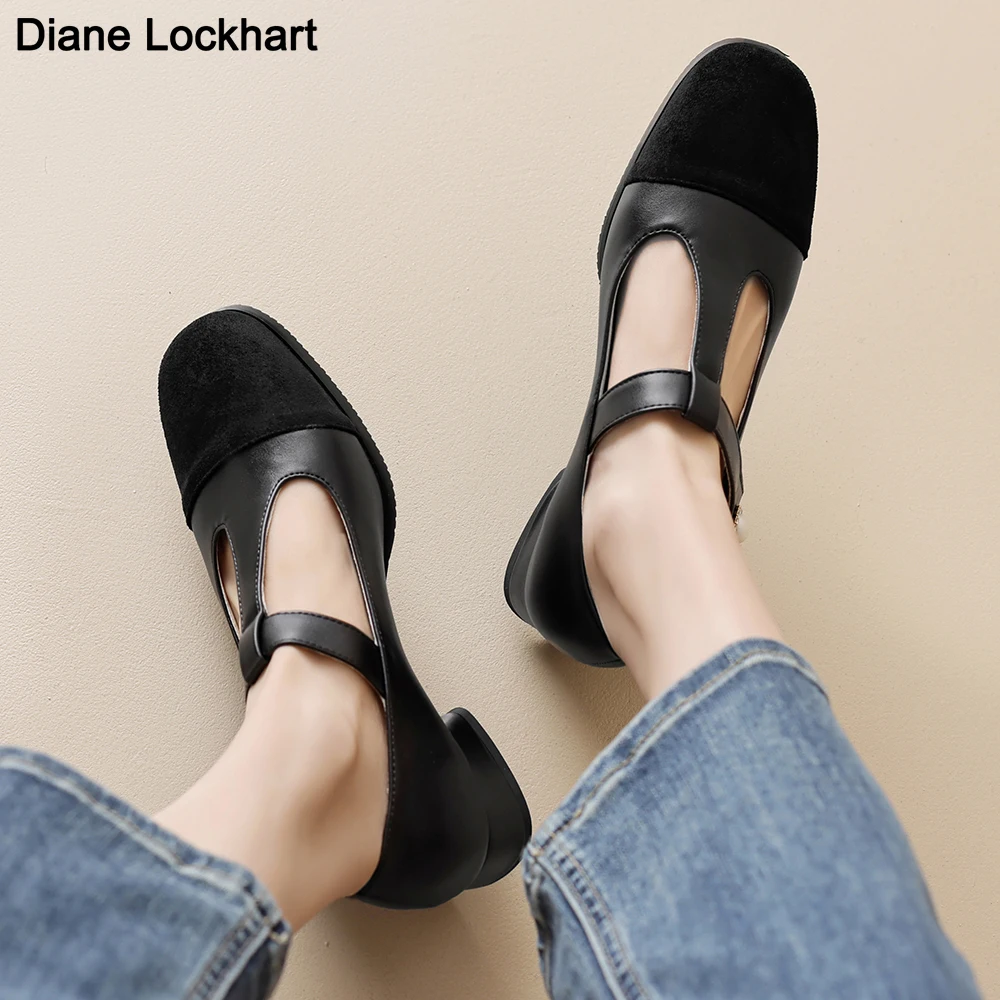 

Vintage T-strap buckle mary janes flats women loafers shoes woman ballerina slip on shallow low heels moccasins 2023 spring