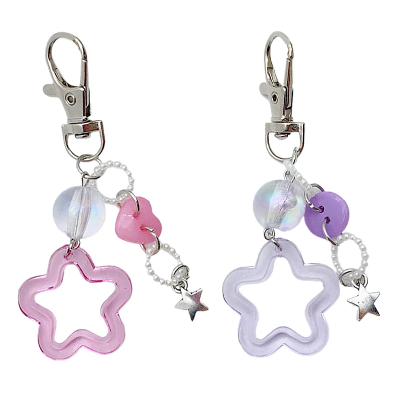 

Bag Pendant Cute Candy Color Star Keyring Kawaii Five-Pointed Star Keychain Lovely Key Holder Backpack Decoration