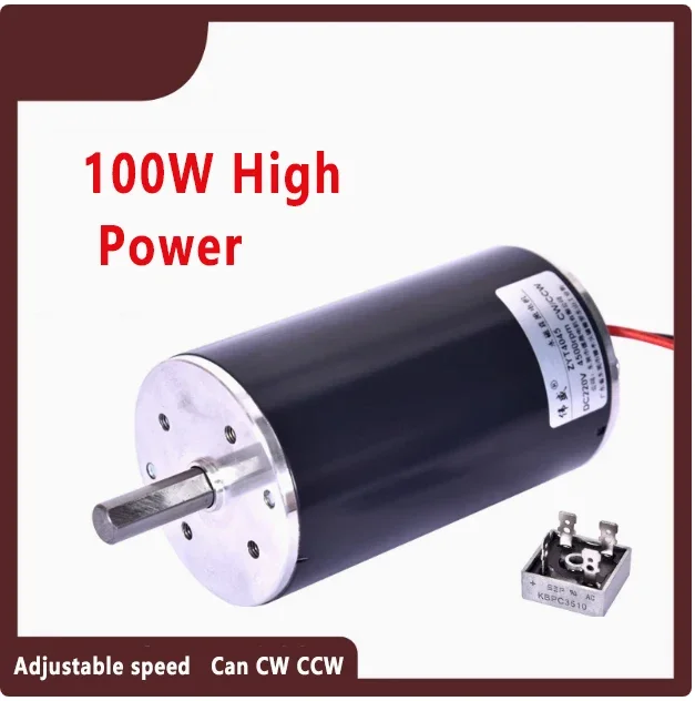Silnik DC High Speed 220V 100W High Power Large Torque Can CW CCW Motor Lathe Buddha BMotor Lathe Buddha Bead Machine Motor Small
