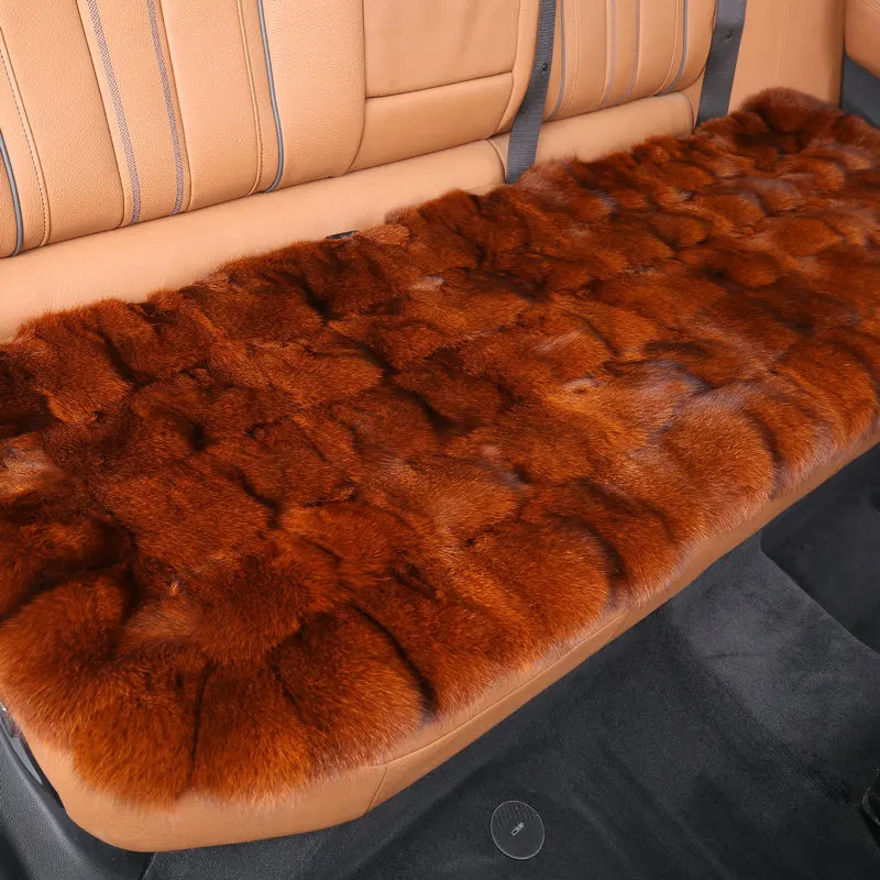 New Luxury Car Winter Fur Plush Seat Cushion Cover Thickened Warm Round Square Silicone Anti-skid Cushion Women\'s Car Interior