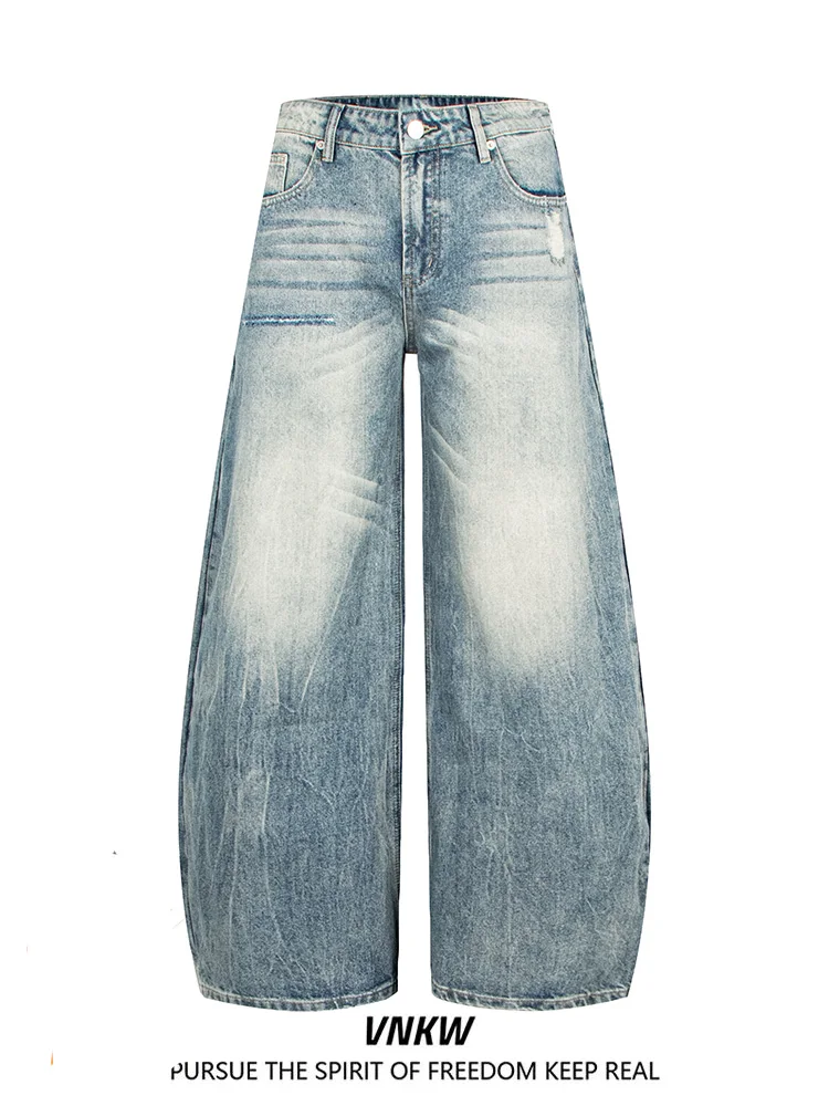 

Джинсы с вигином ножей в стиле ретро, свободные широкие повседневные длинные брюки для мужчин и женщин, повседневные джинсы