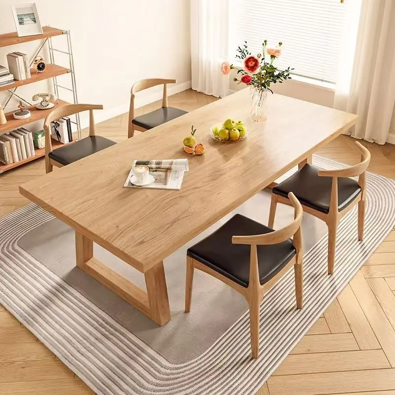 Log Wind All Solid Wood Dining Table Pine Household Small-sized Dining Table Desk Integrated Living Assembled