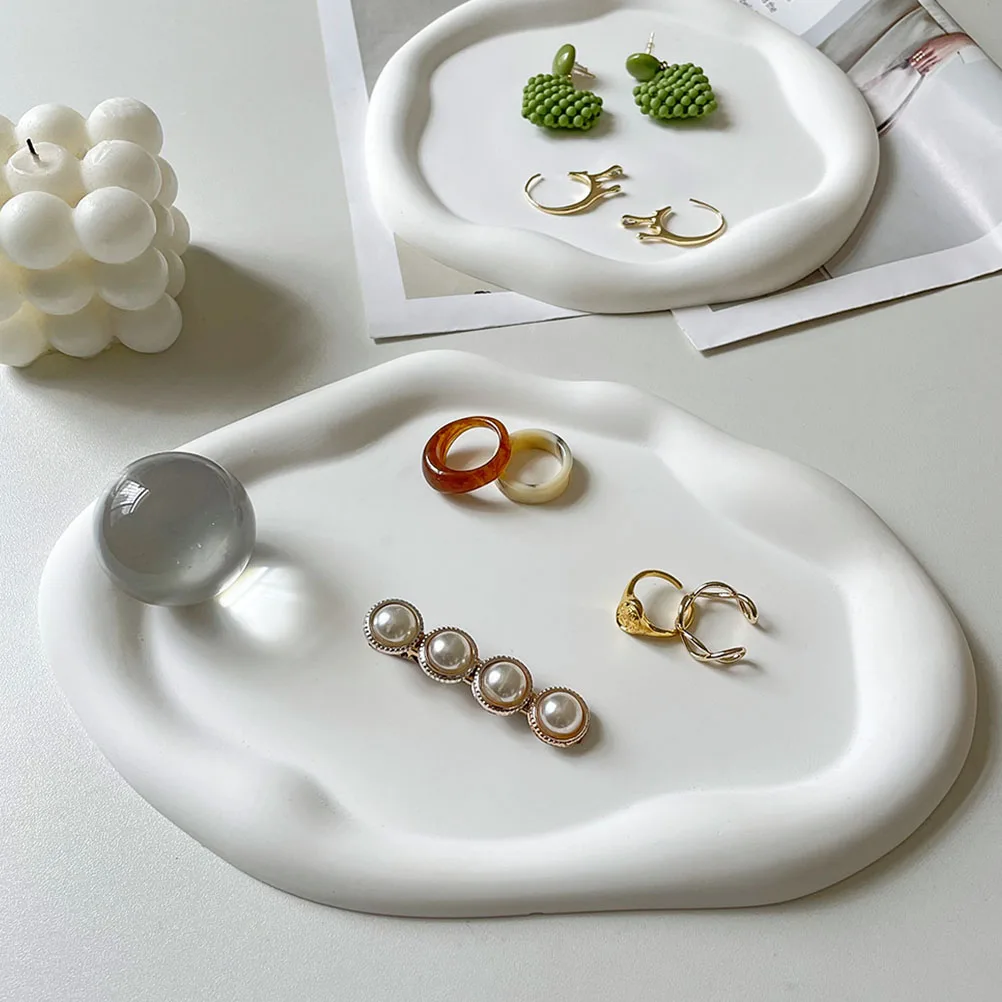 

Plaster Cloud Tray Unique Jewelry Dish for Vanity Table Top Decoration Storage of Earrings Watches Glasses Perfume Small Trinket