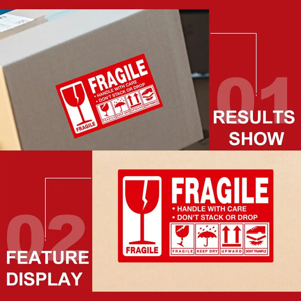 Fragile Warning Stickers Copper Plate Self Adhesive Practical Easy Operate Permanent Boxes Paper Bottles Plastics Wood